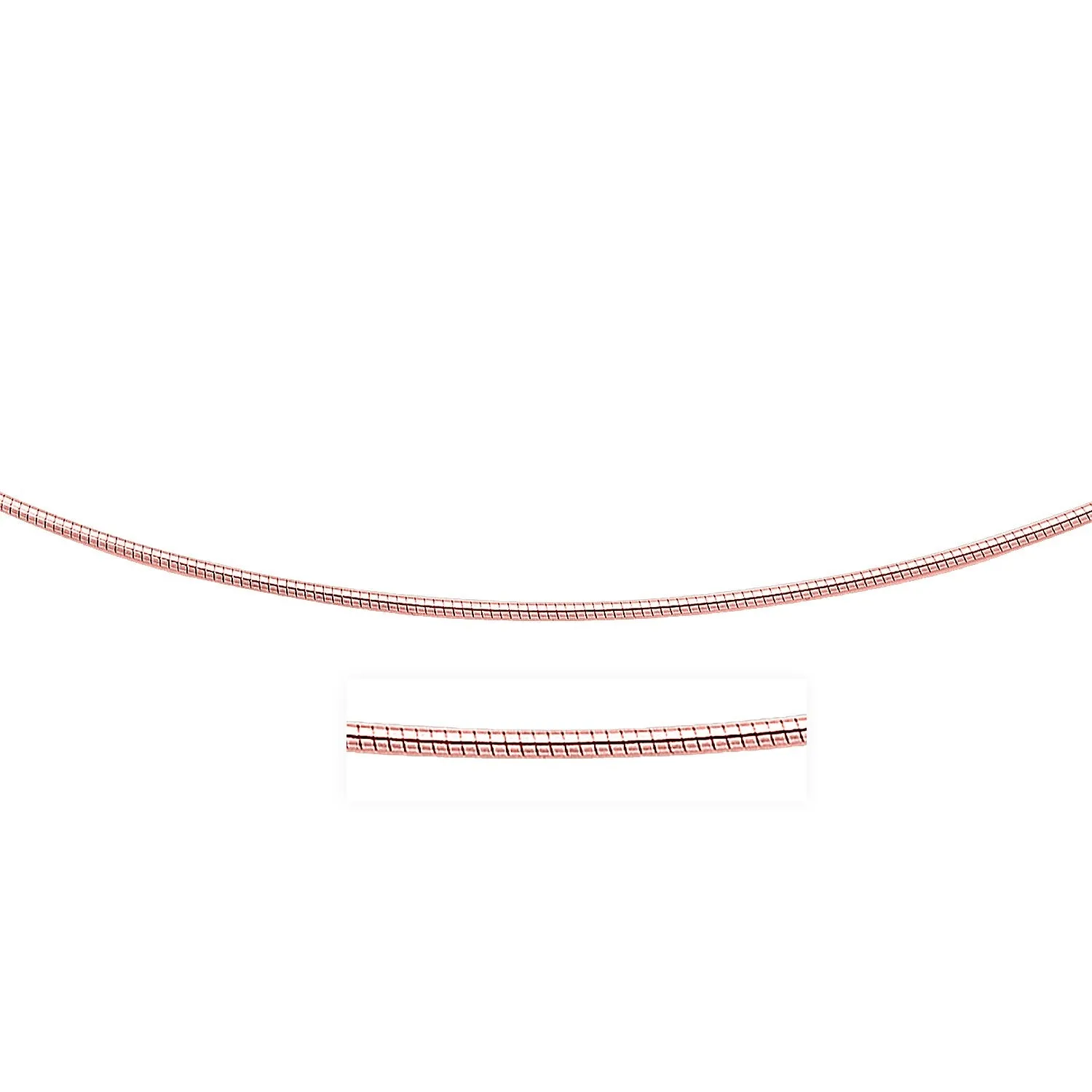 14k Rose Gold Necklace in a Round Omega Chain Stylerx47878-17-rx47878-17