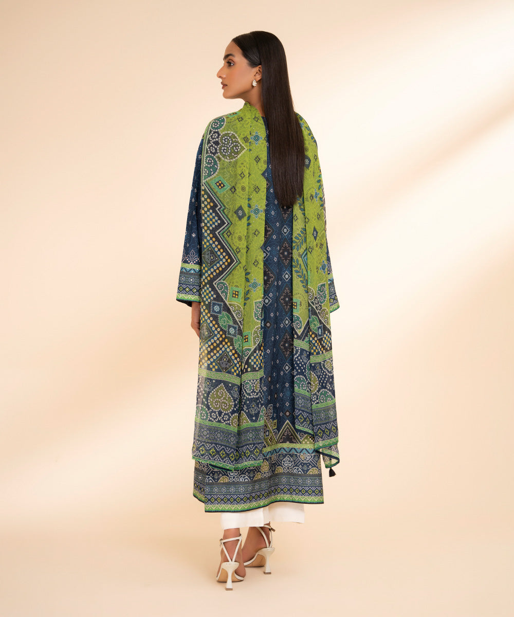 2 Piece - Printed Silk Suit