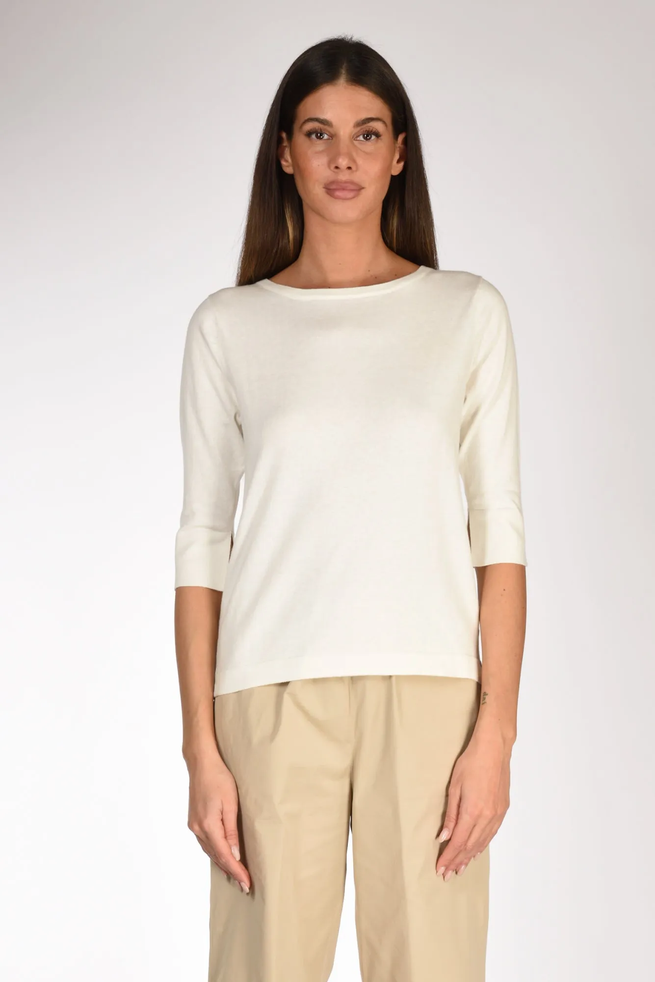 Allude Maglia Girocollo Bianco Donna