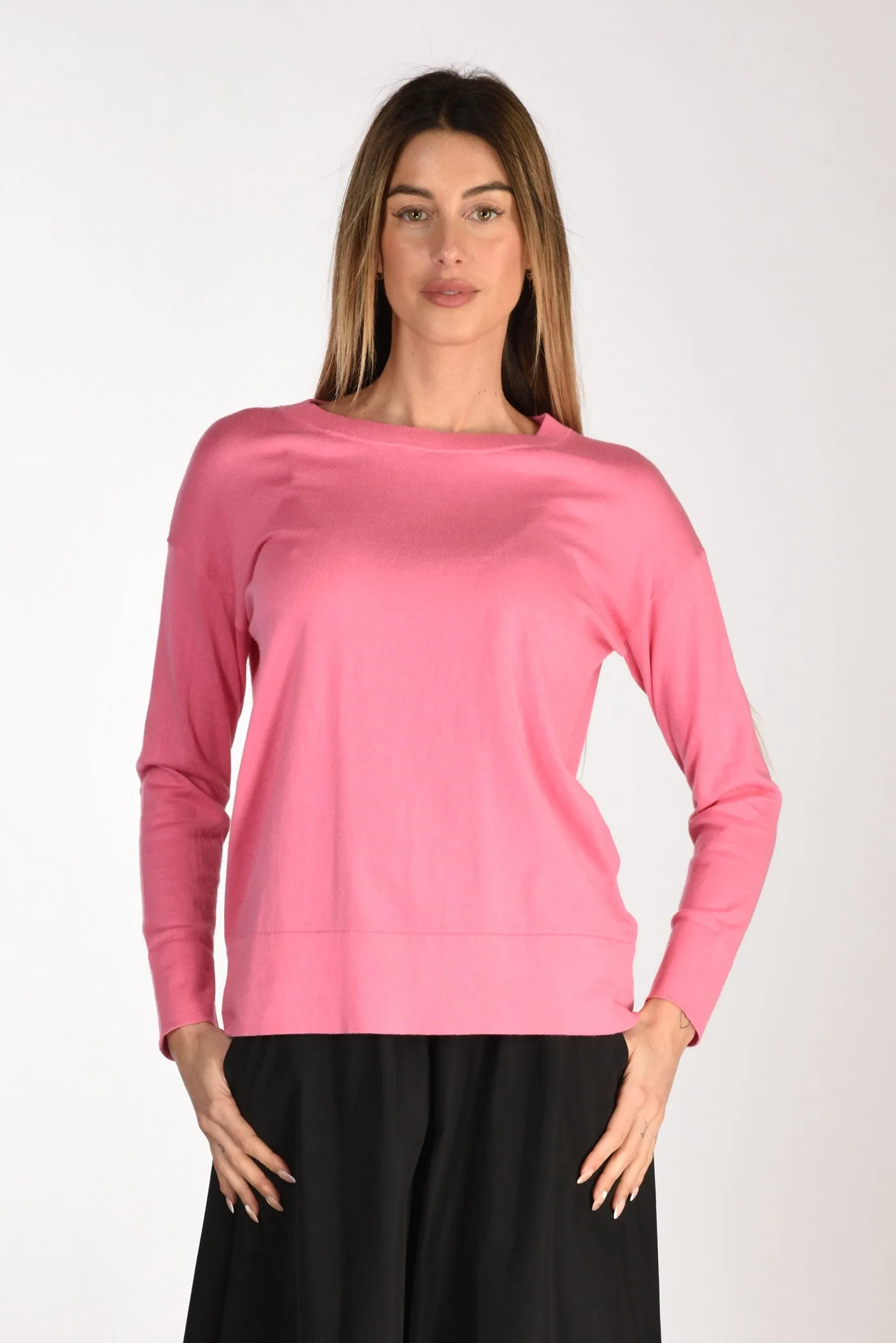 Allude Maglia Girocollo Rosa Donna