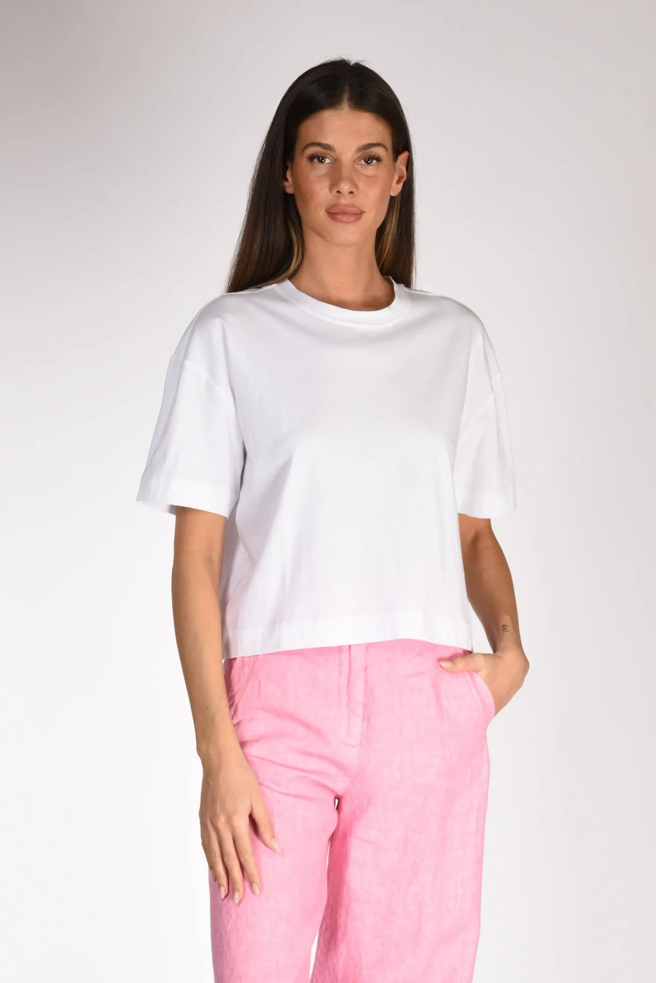 Allude Tshirt Crop Bianco Donna