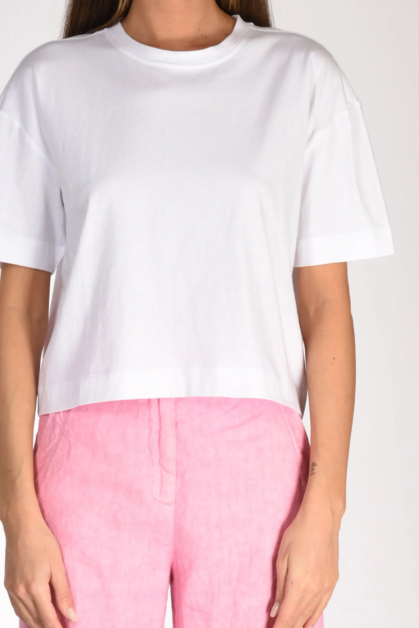 Allude Tshirt Crop Bianco Donna