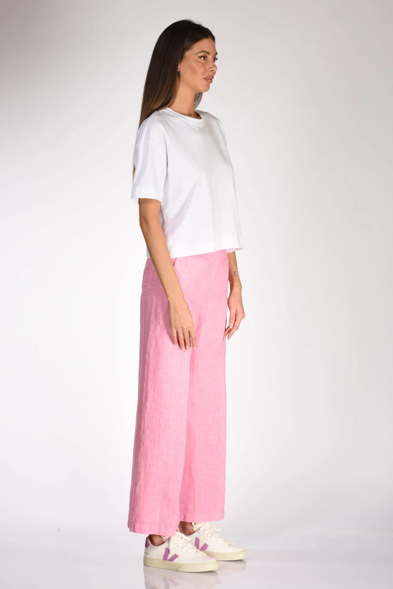 Allude Tshirt Crop Bianco Donna