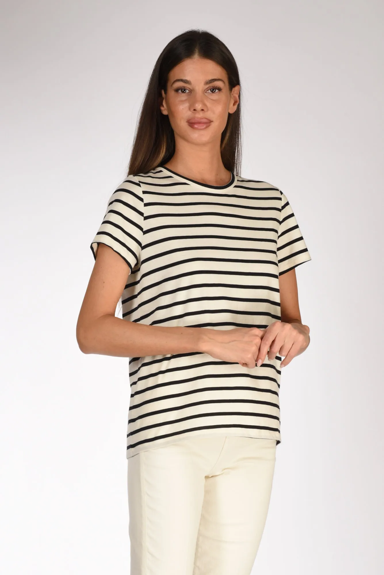 Allude Tshirt Rigata Bianco/nero Donna