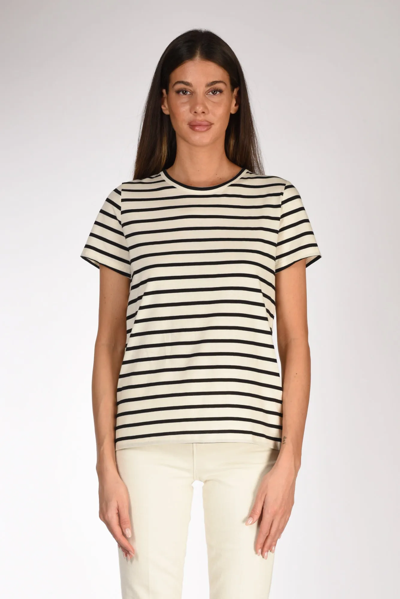 Allude Tshirt Rigata Bianco/nero Donna