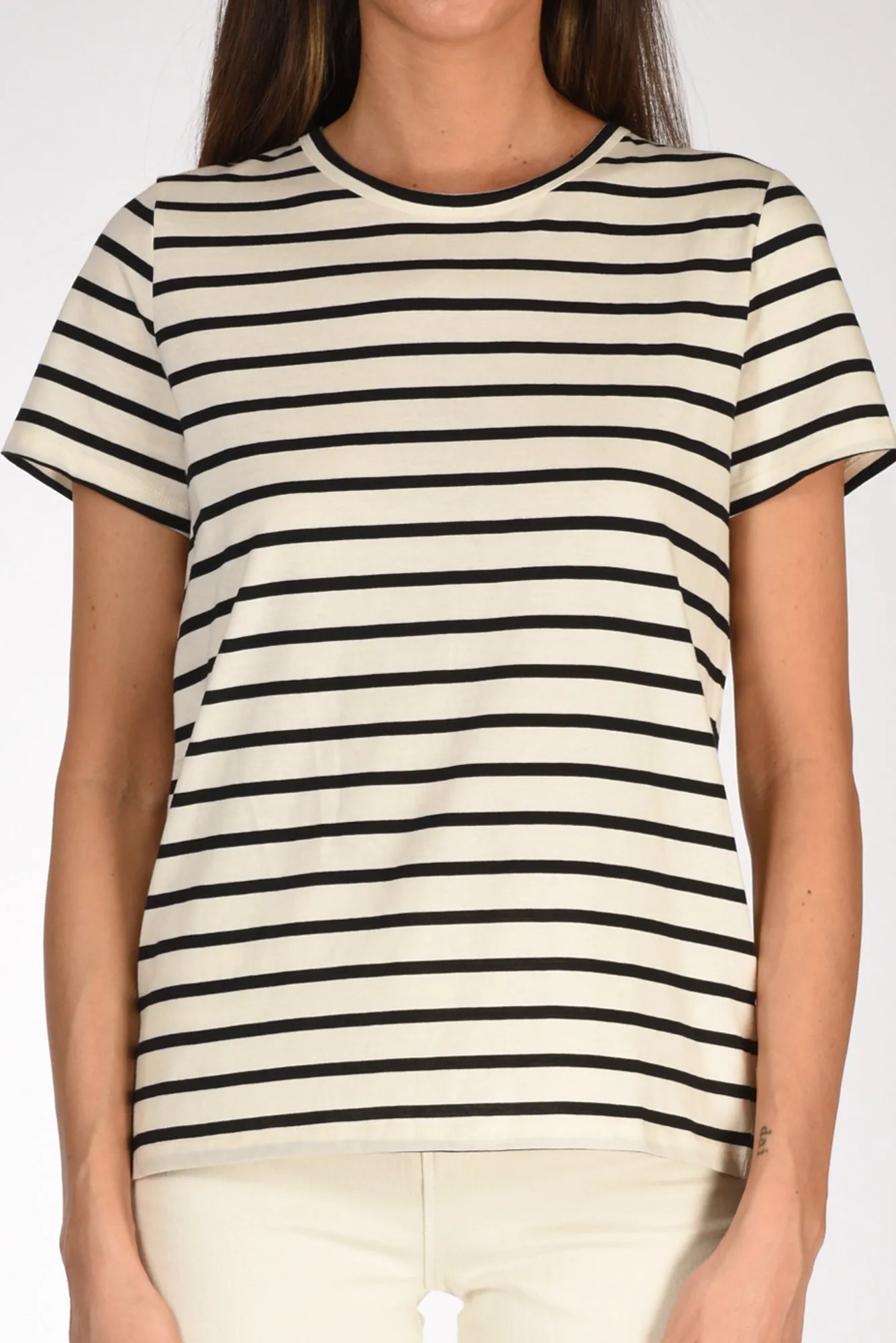 Allude Tshirt Rigata Bianco/nero Donna