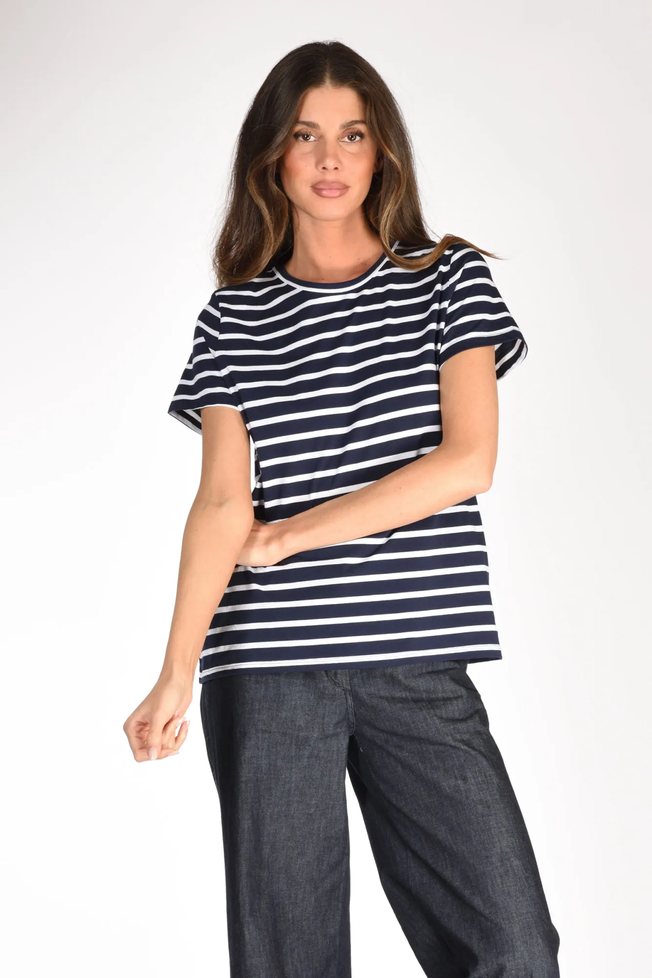 Allude Tshirt Rigata Blu/bianco Donna