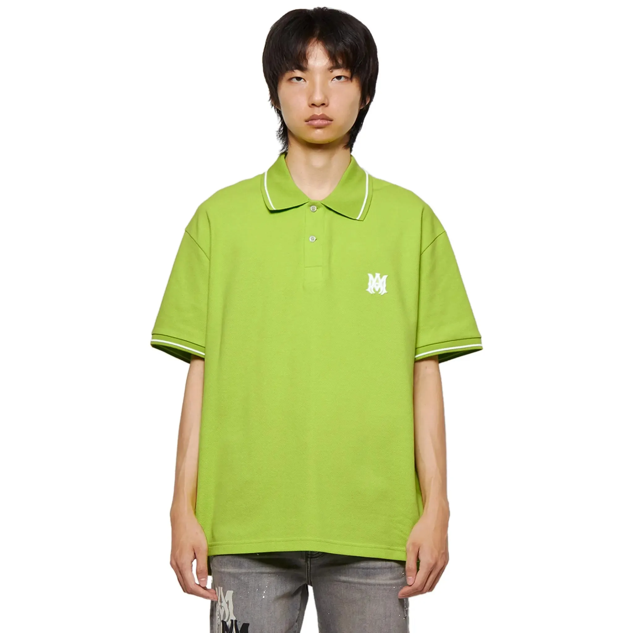 Amiri Solid Short Sleeve Green Polo Shirt