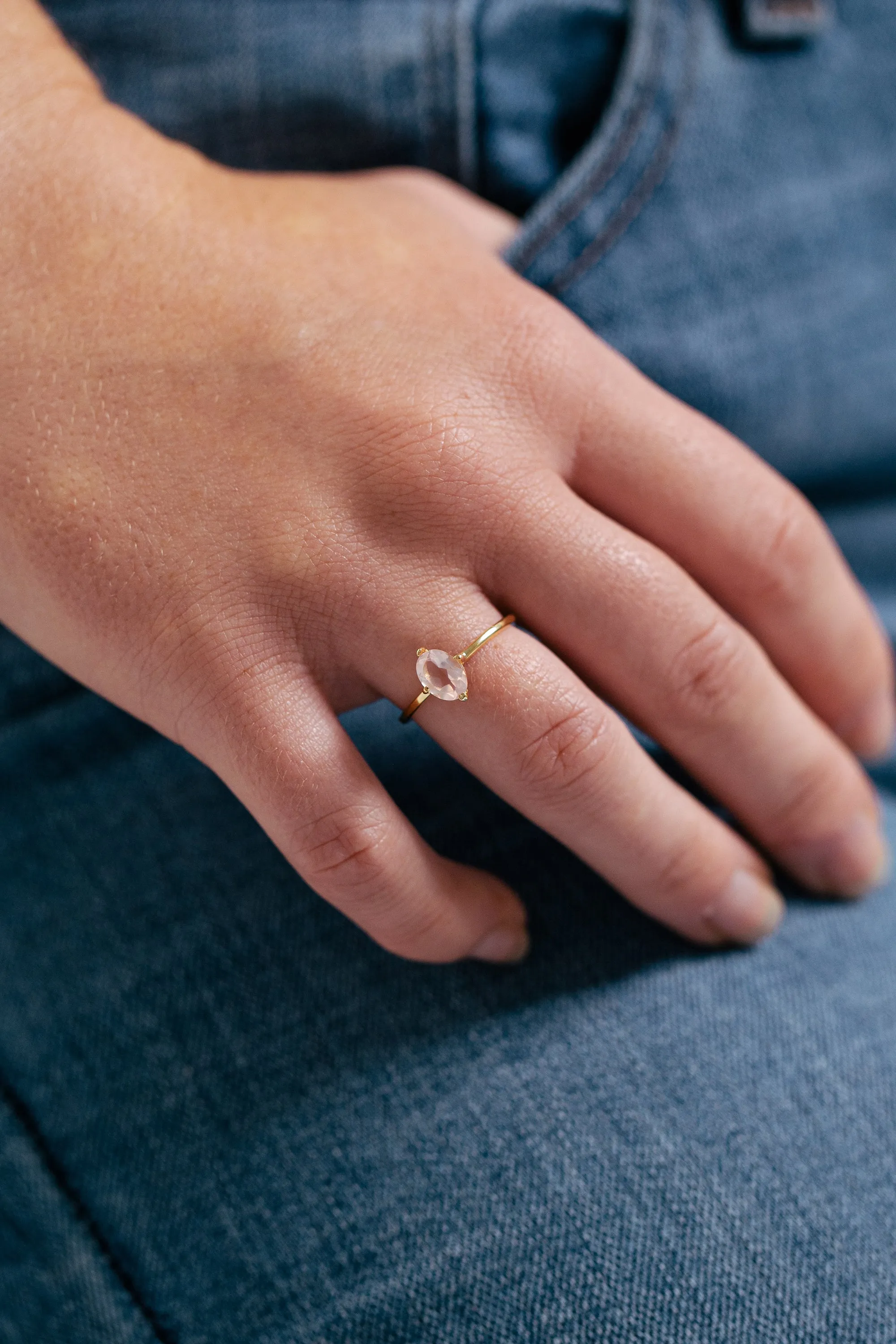 Ava Ring in Rose Quartz