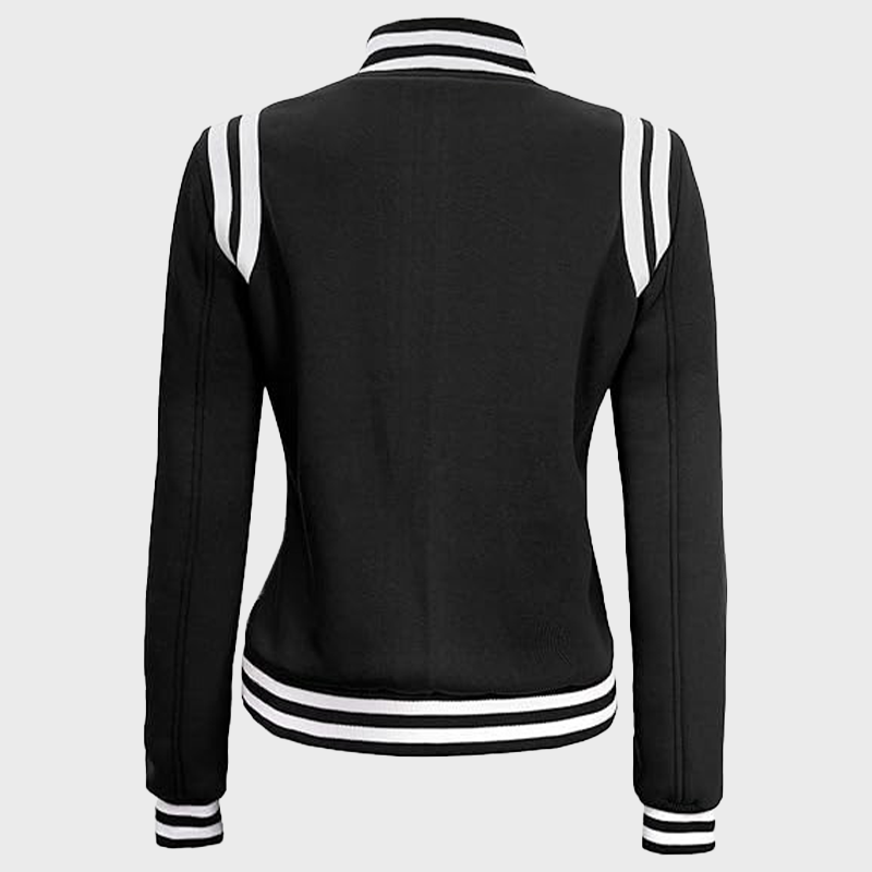 Baseball White And Black Letterman Varsity Jacket For Women's