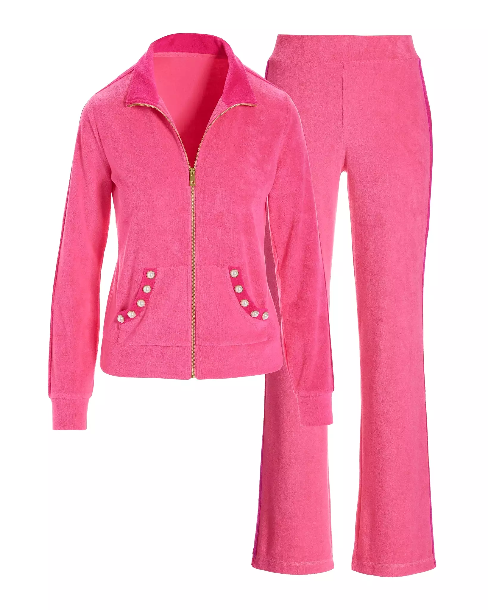 Beach Terry Pearl Jacket and Pant Set Aurora Pink