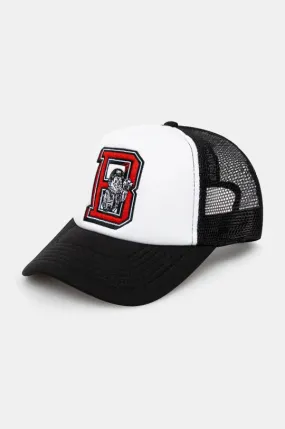 Billionaire Boys Club baseball cap College Trucker Cap black color with an application B24360