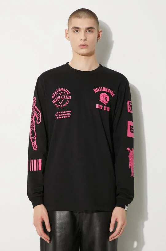 Billionaire Boys Club cotton longsleeve top Multi Graphic Longsleeve black color with a print B24251