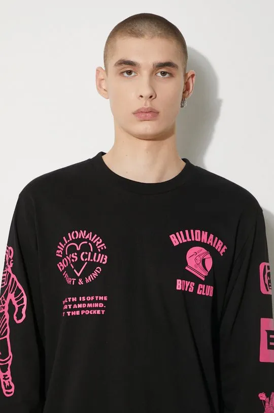 Billionaire Boys Club cotton longsleeve top Multi Graphic Longsleeve black color with a print B24251