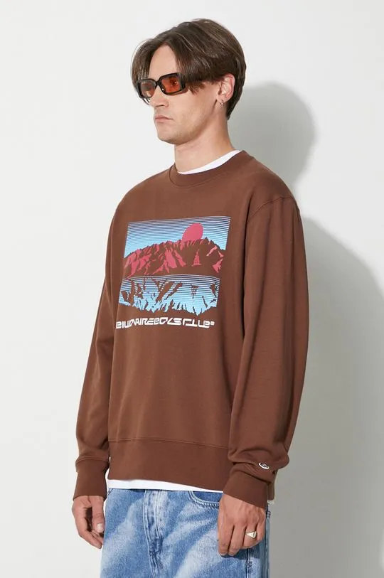 Billionaire Boys Club cotton sweatshirt MOUNTAINSCAPE CREWNECK men's brown color B23337