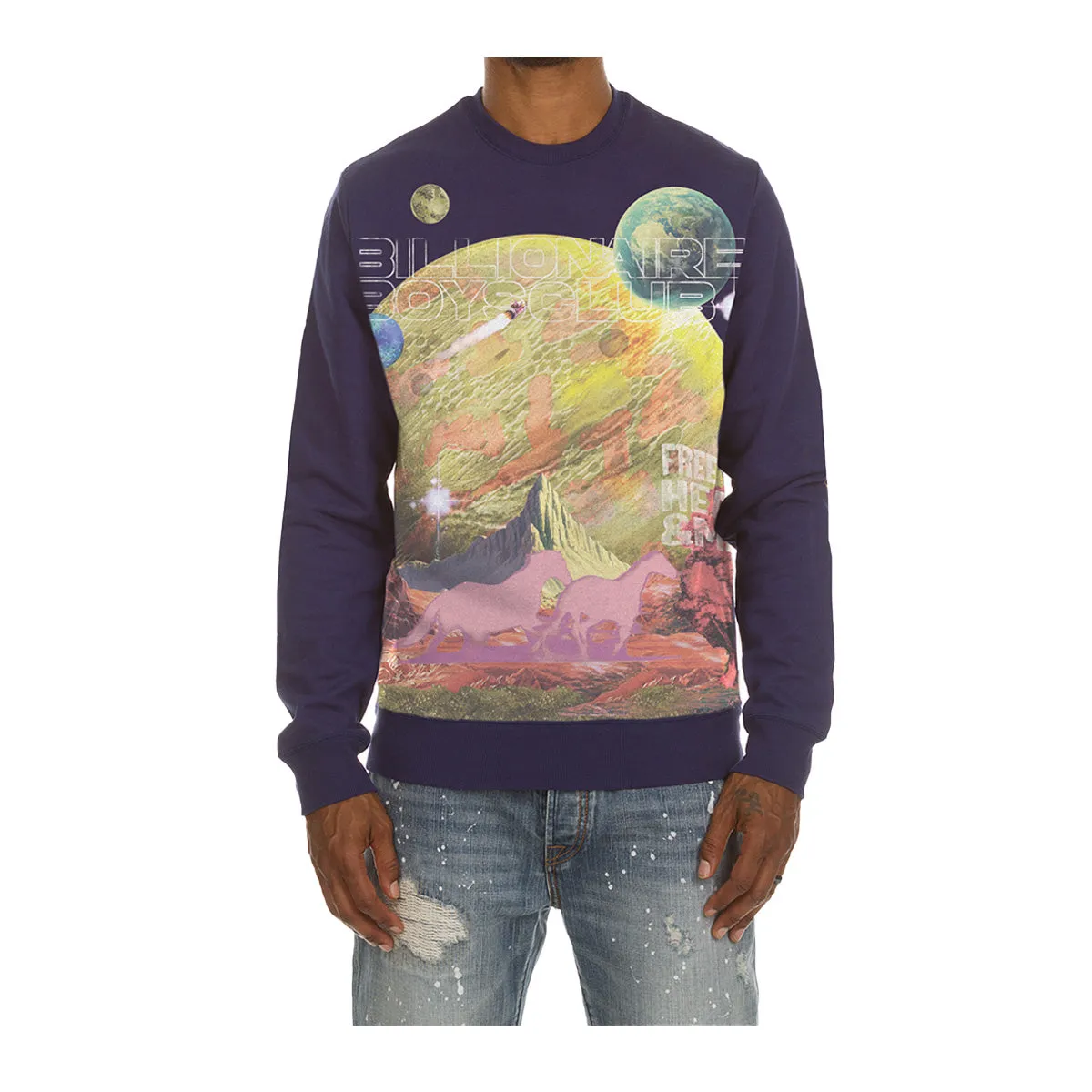 Billionaire Boys Club Mens Free Sweatshirt 7304-310 Blue Depths