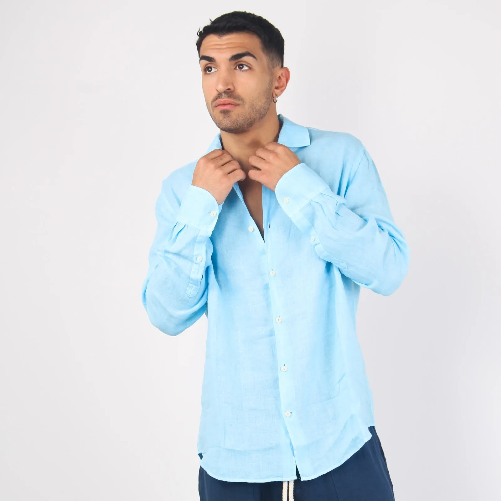 Camicia Lino  Light Blue