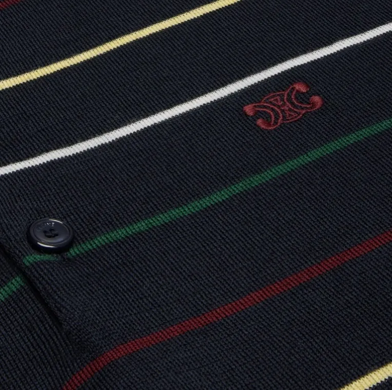 CELINE  |striped triomphe polo in fine wool