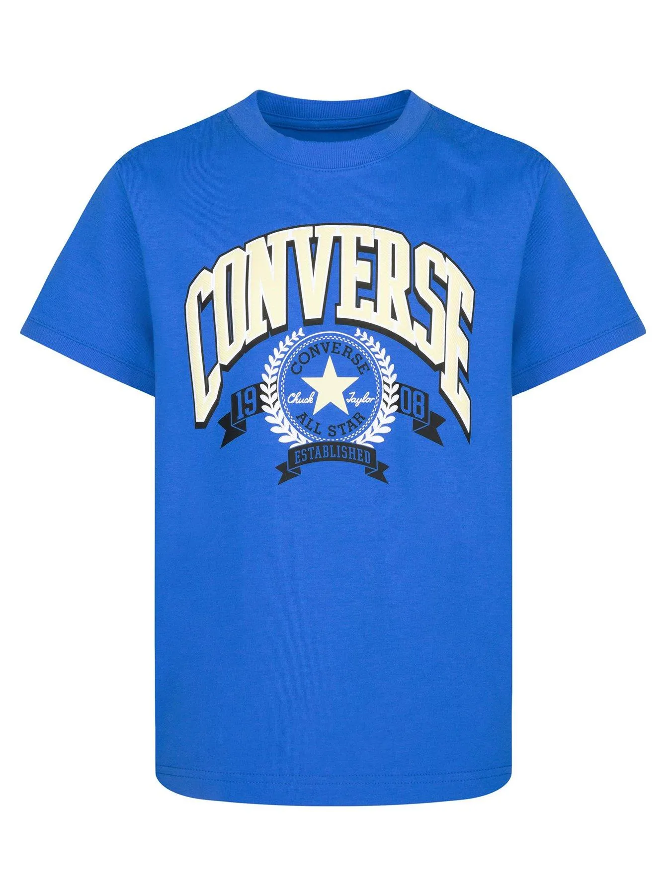 Converse Junior Boys Retro Club Short Sleeve T-shirt - Blue