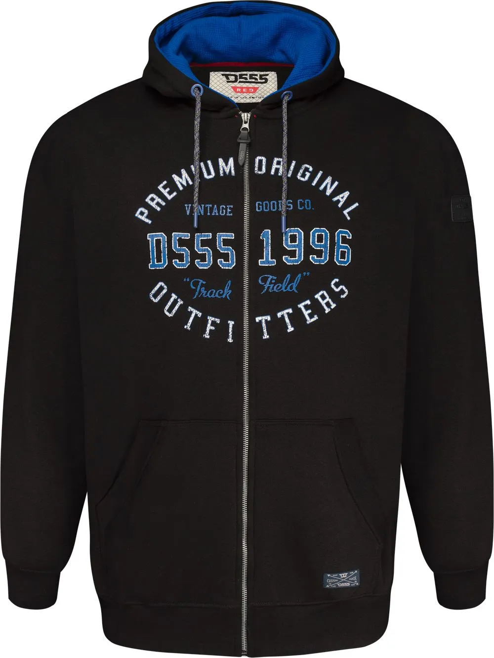 D555 Lingard Full Zip Graphic Print Hoodie - Black