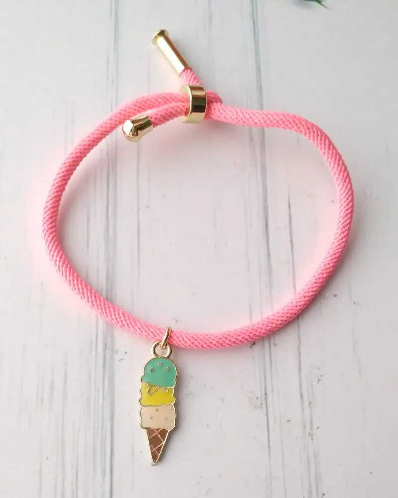 Dani Triple Ice Cream Cone Corded Slider Bracelet