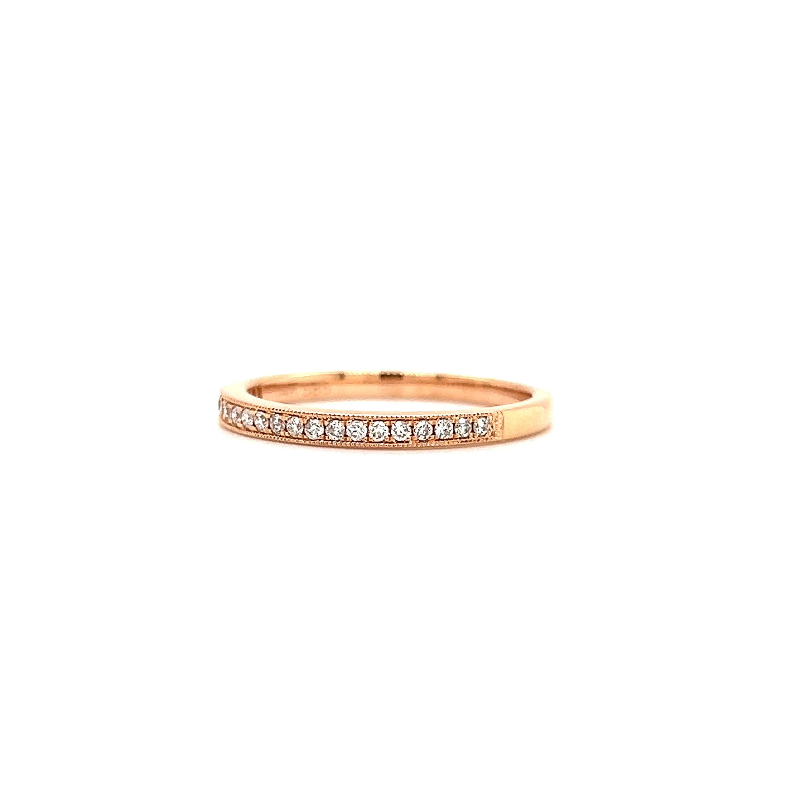 Diamond Ring with Twenty-One Diamonds in 14K Rose Gold