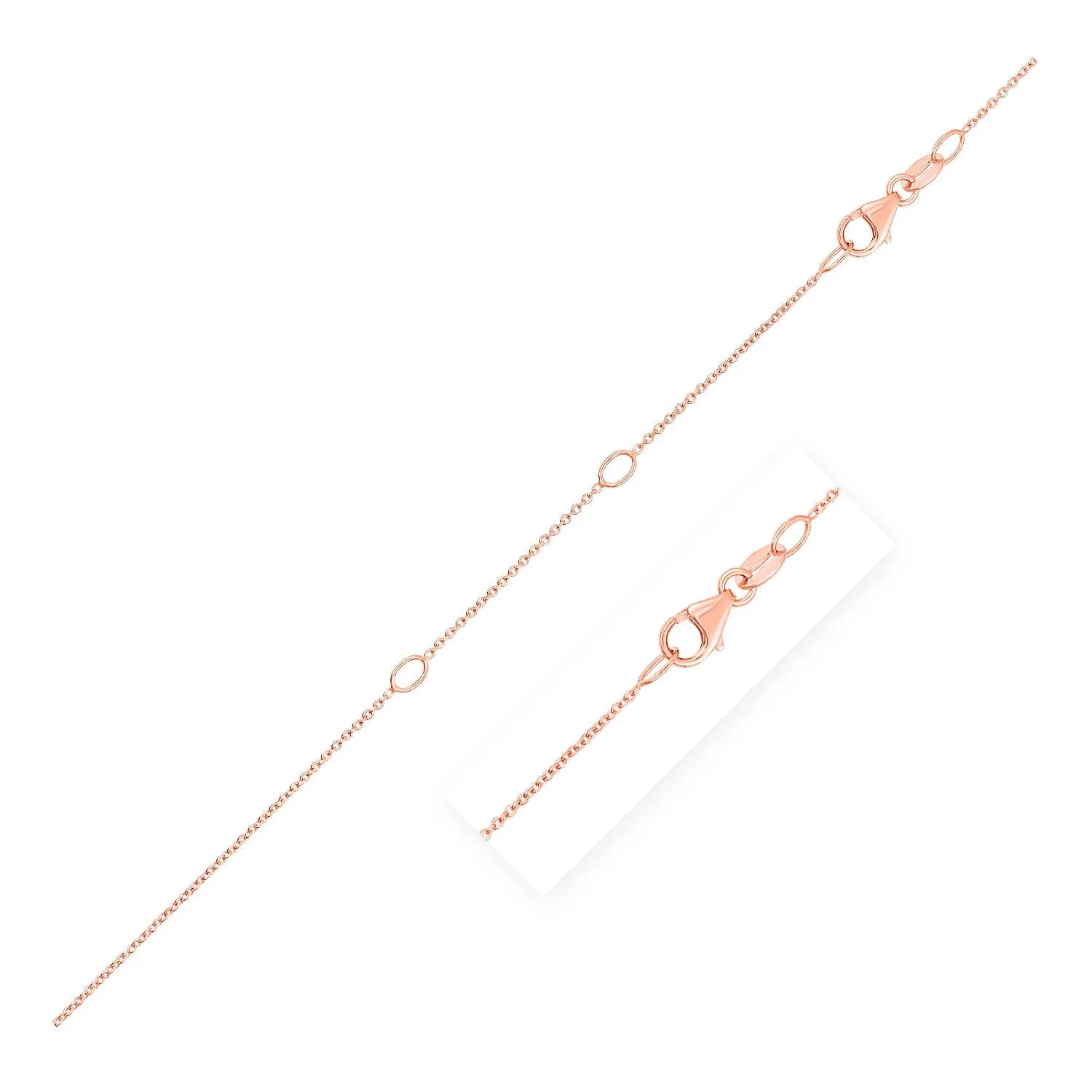 Double Extendable Cable Chain in 14k Rose Gold (0.6mm)-rx72346-18