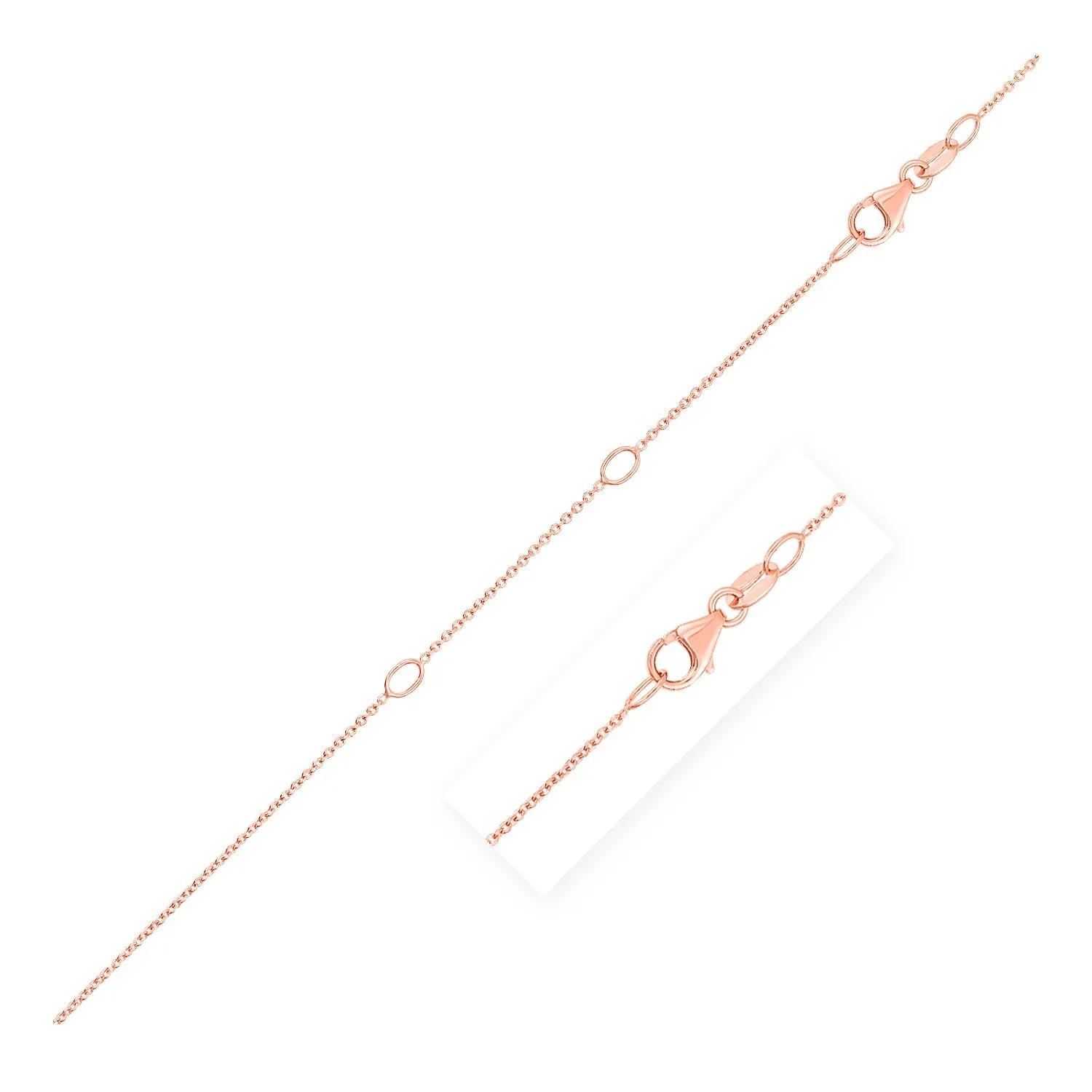 Double Extendable Cable Chain in 14k Rose Gold (1.0mm)-rx30846-18