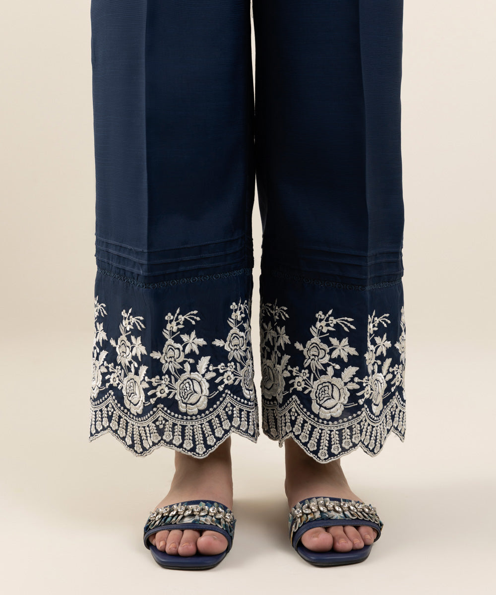 Embroidered Raw Silk Culottes