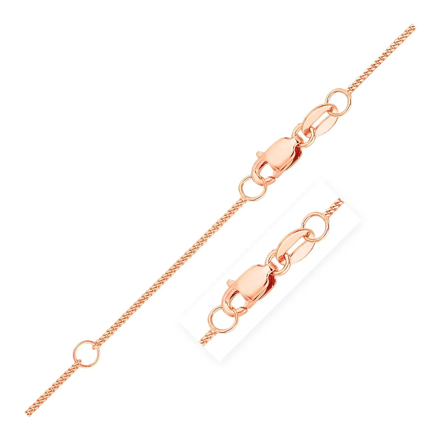 Extendable Gourmette Chain in 14k Rose Gold (0.9mm)-rx26238-18