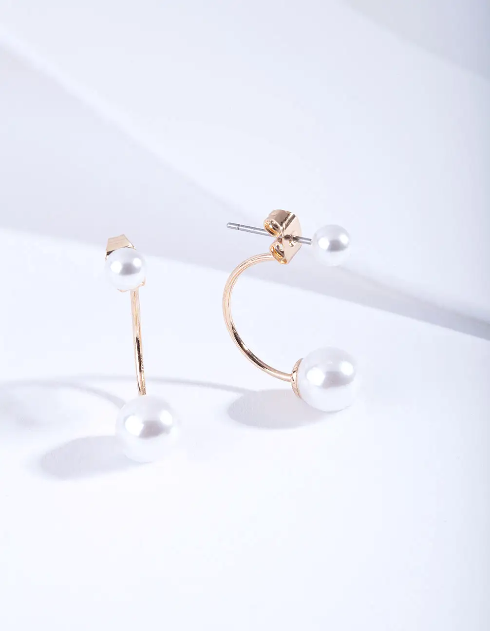 Faux Pearl Double Jacket Earrings