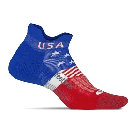 Feetures Elite Light Cushion No Show Tab Socks - USA Freedom Blue