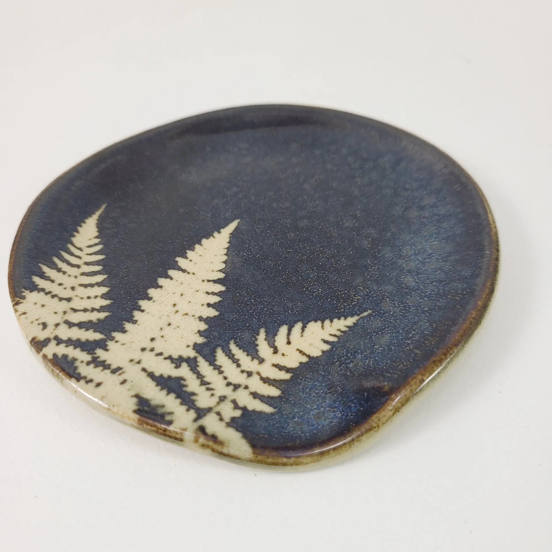 Fern Spoonrest in Dark Blue Glaze