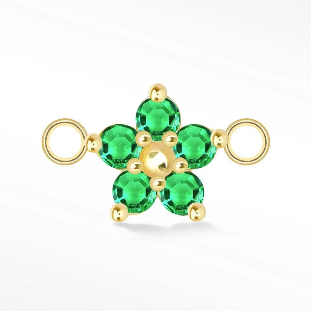 Flower in Emerald 14K Rose Gold Connectors