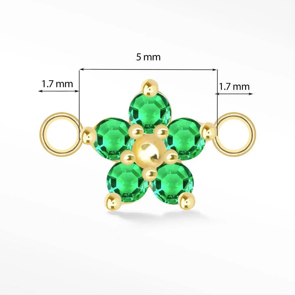 Flower in Emerald 14K Rose Gold Connectors