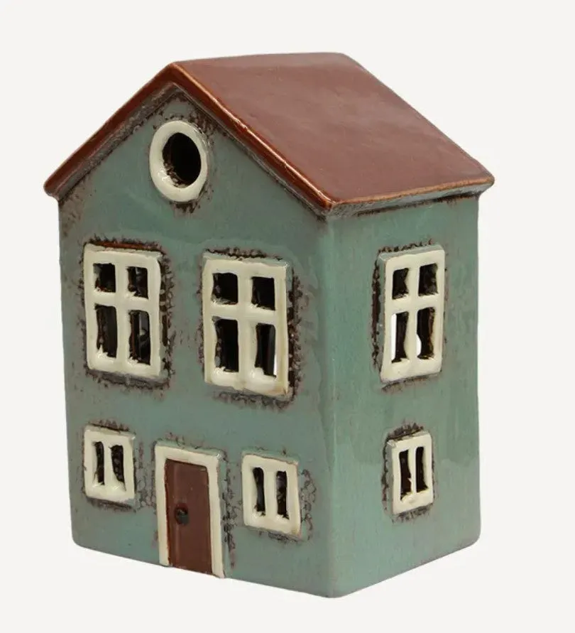 French Country Alsace Tea Light House Light Blue