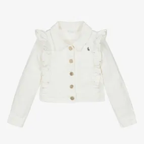 Girls Ivory Pearl Denim Jacket