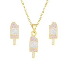 Glitter Ice Cream Necklace and Earrings Set