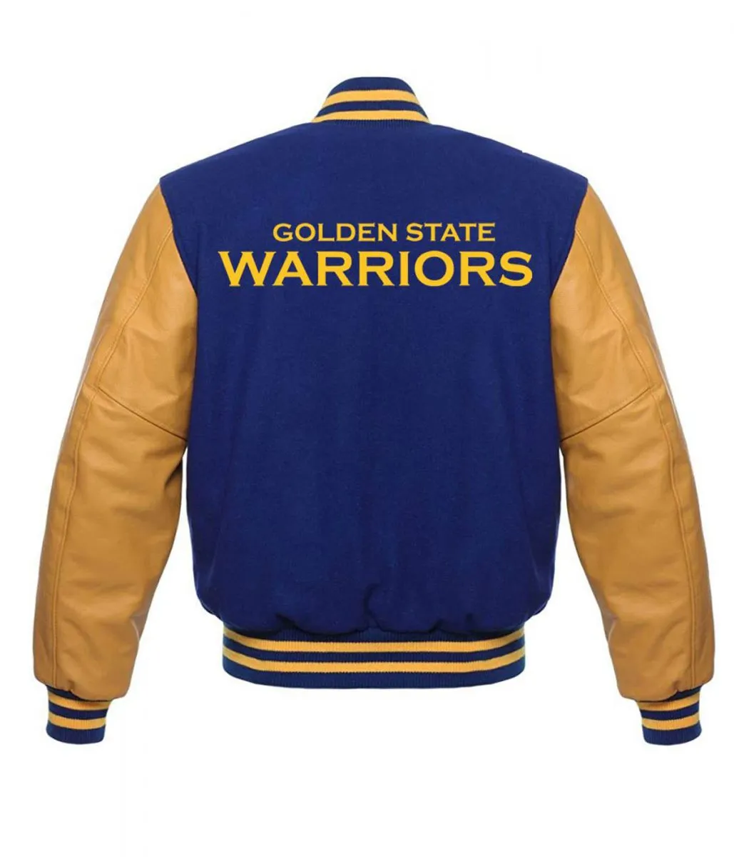 Golden State Warriors Blue and Yellow Letterman Jacket