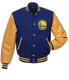 Golden State Warriors Blue and Yellow Letterman Jacket