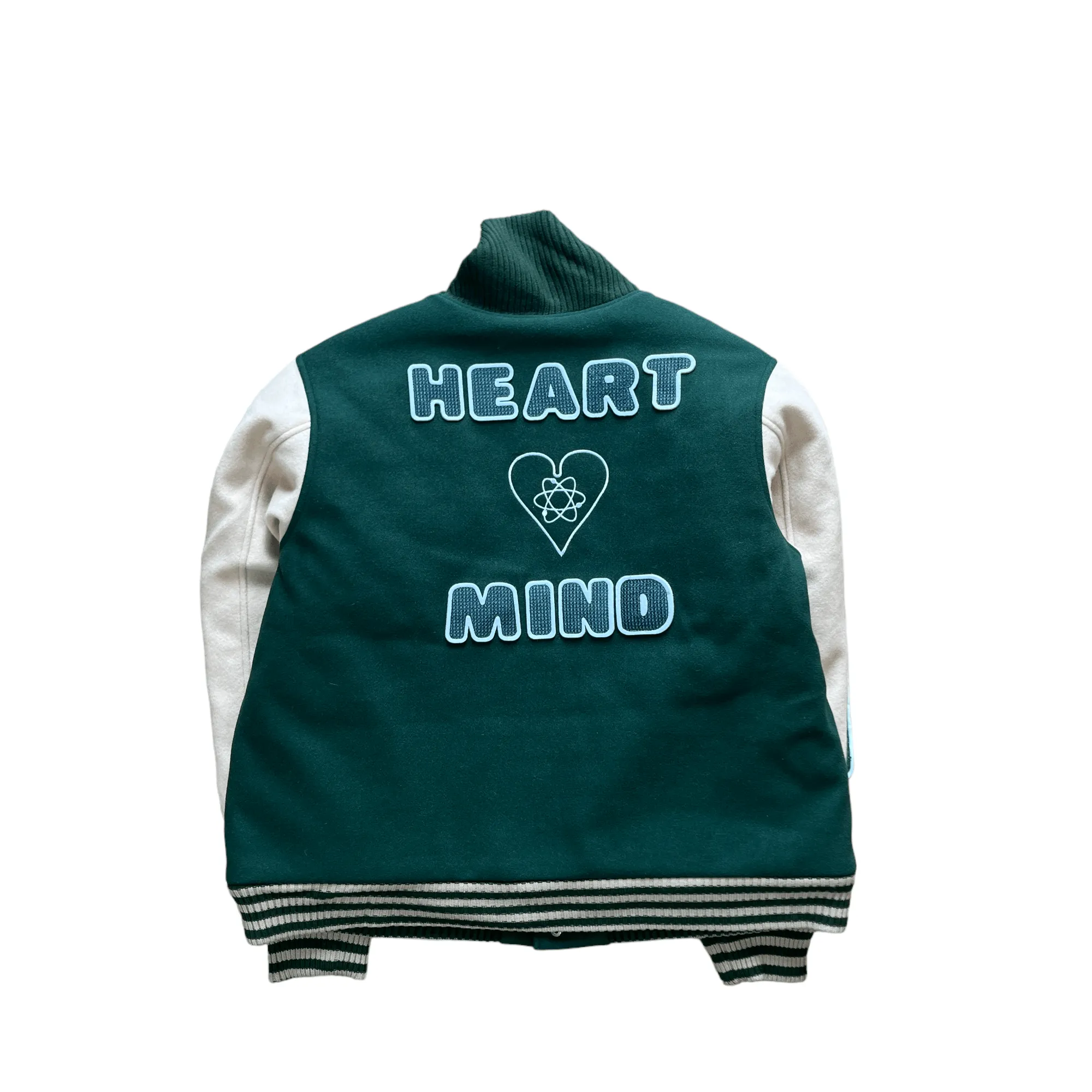 Green + Cream Billionaire Boys Club (BBC) Varisty Jacket - Medium