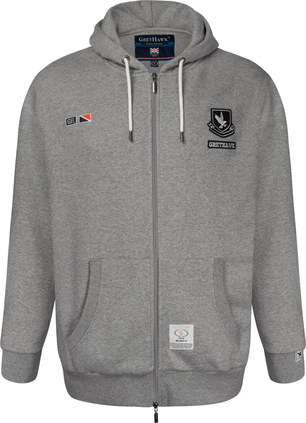 Grey Hawk Fleece Lined Zipped Hoody - Grey