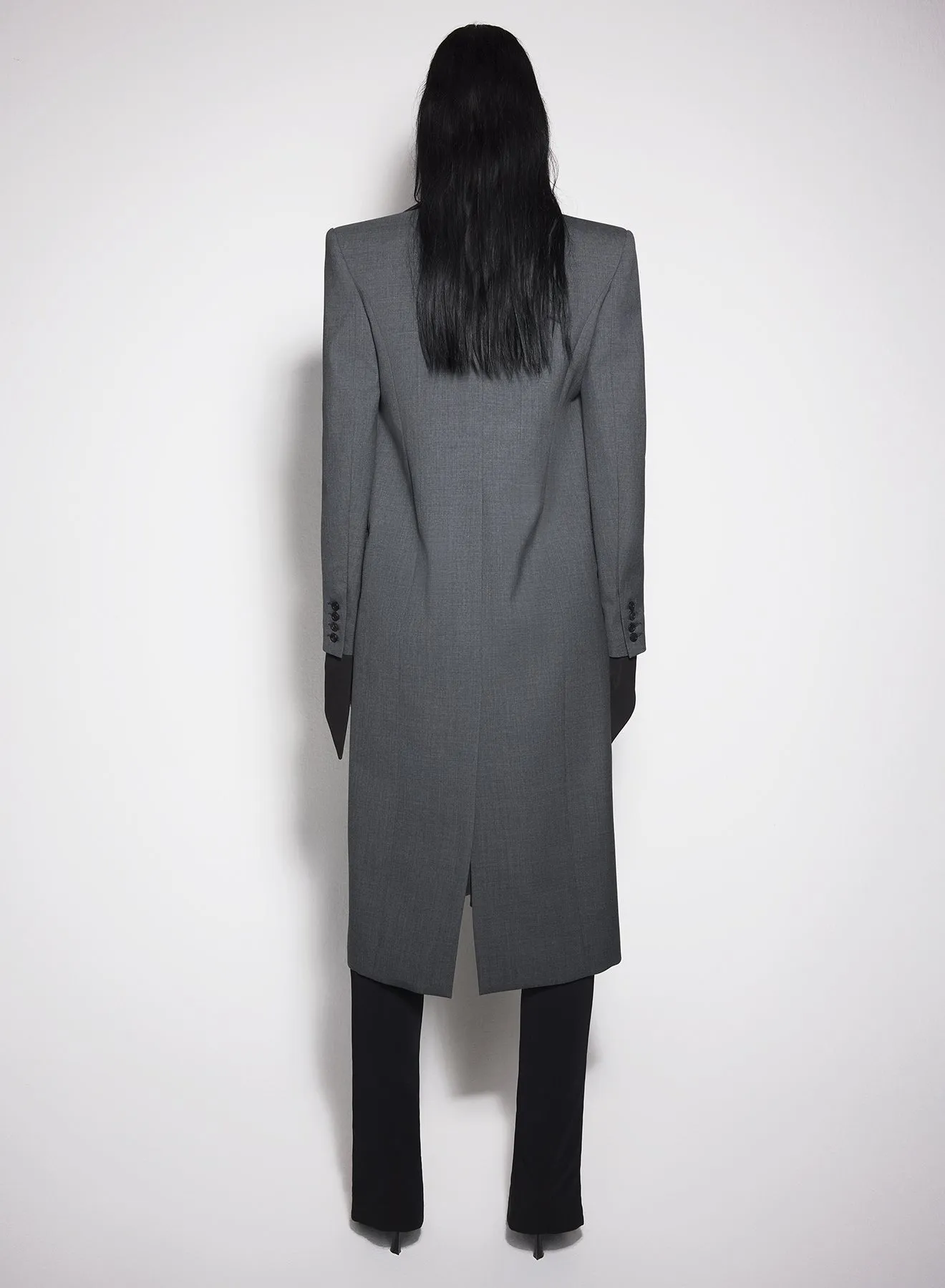 grey single-breasted wool coat