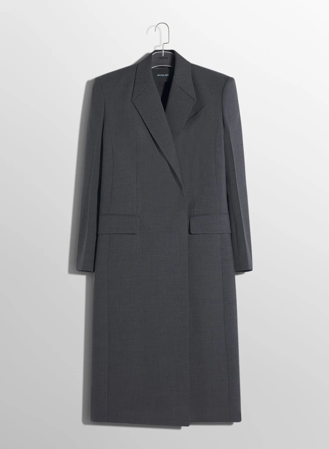 grey single-breasted wool coat