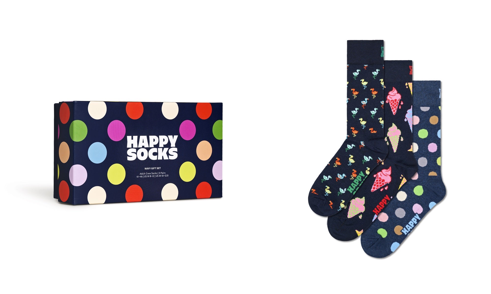 Happy Socks Mens Navy Sock Gift Set (3-Pack)