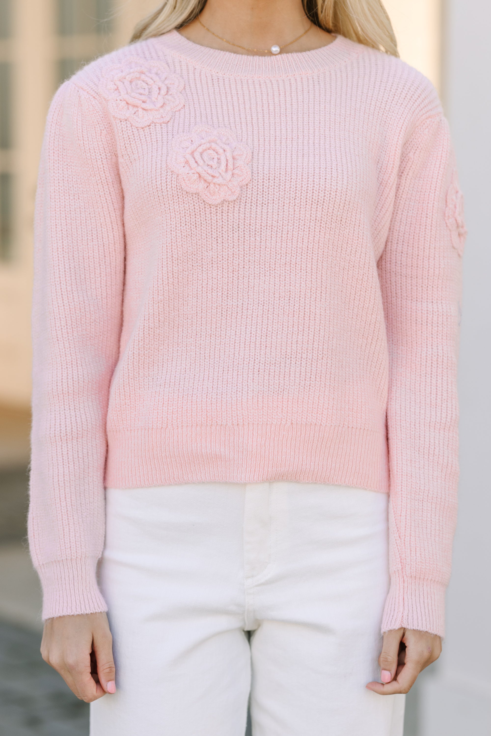 Happy Travels Pink Rose Embellished Sweater