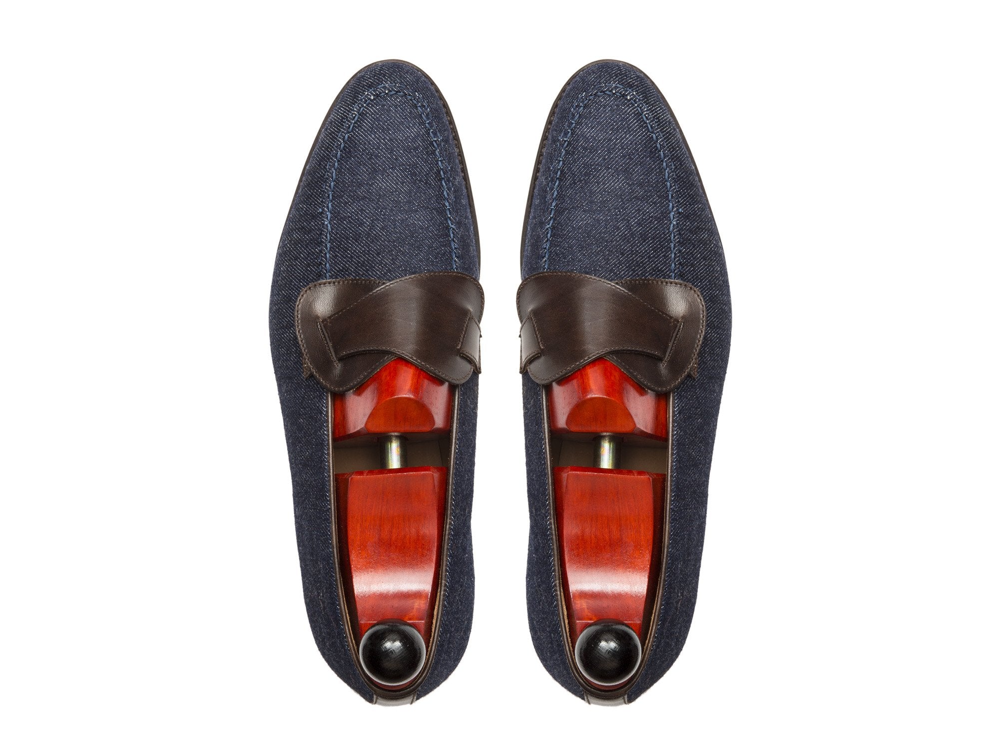 Hawthorne - MTO - Blue Denim / Dark Brown Museum Calf - TMG Last - Single Leather Sole