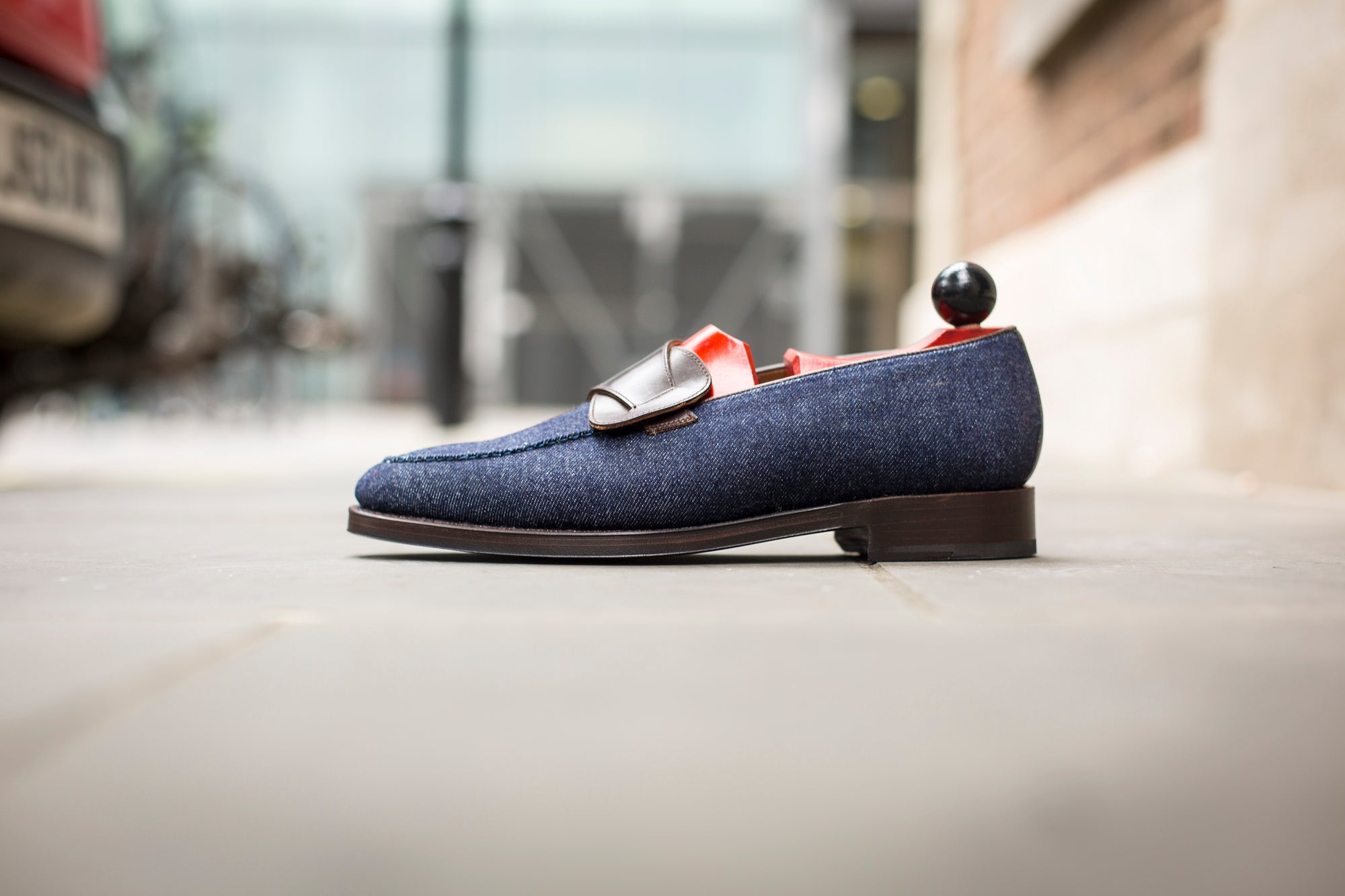 Hawthorne - MTO - Blue Denim / Dark Brown Museum Calf - TMG Last - Single Leather Sole