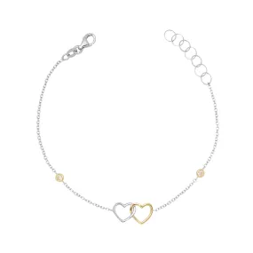 Heart Bracelet in 14k White Yellow and Rose Gold with CZ