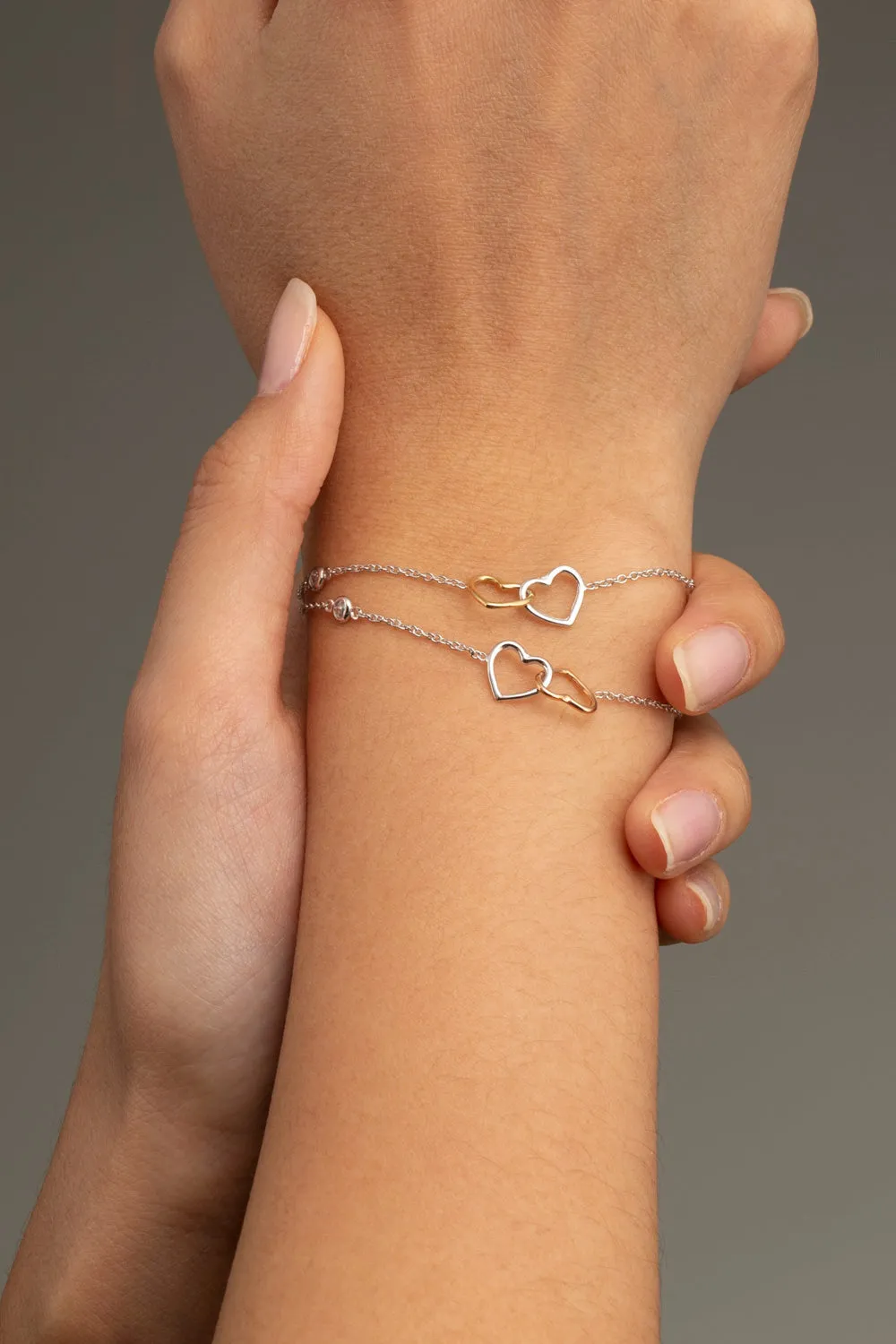 Heart Bracelet in 14k White Yellow and Rose Gold with CZ